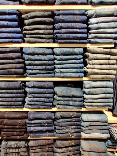 istock New denim jeans clothes in the store 1185201138