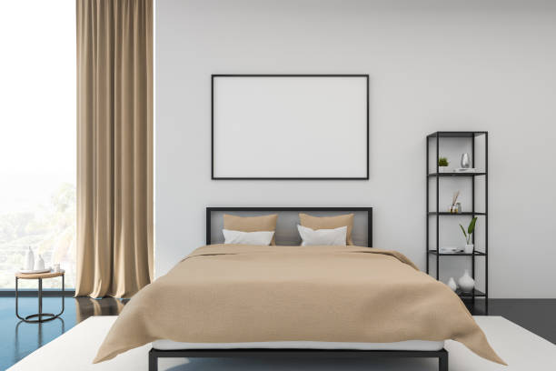 istock White bedroom with horizontal poster 1185202791