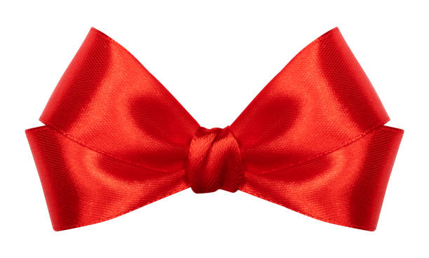 fiocco regalo di nastro di raso rosso isolato su sfondo bianco - bow satin red large foto e immagini stock