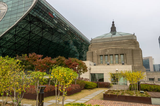 Seoul city hall sky plaza garden taken in seoul, south korea.