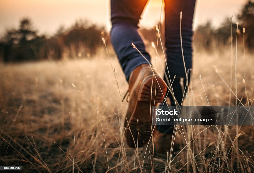 Man walking in nature Man hiking Walking Stock Photo