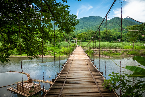 Hanging bridge at Pu Luong, Mai Chau in northern Vietnam.