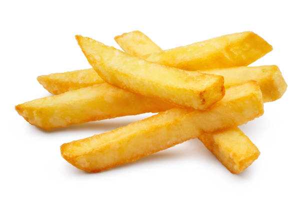 Potato fries on white