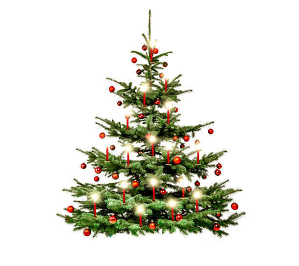 istock Beautiful Christmas tree with Christmas Baubles isolated 1185214774