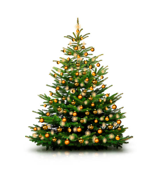 istock Beautiful Christmas tree with Christmas Baubles isolated 1185214921