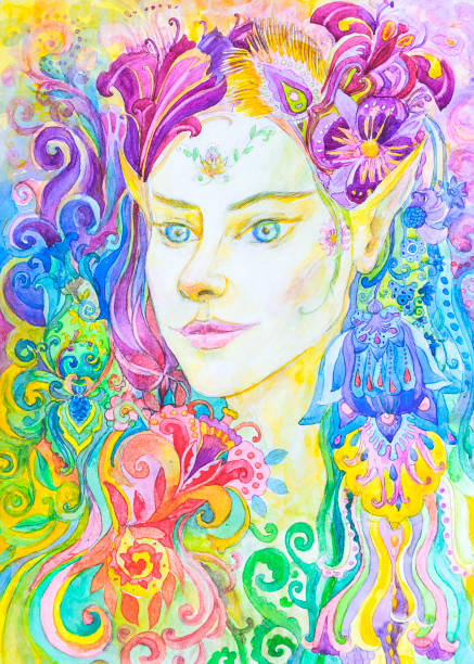 istock Watercolor painting of a gorgeous elf 1185217203