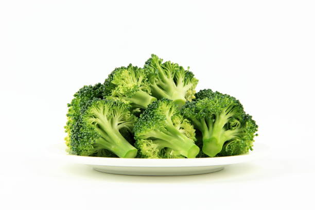 istock A plate of broccoli on white background 1185218504