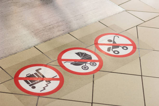 prohibition signs stroller and carriage stop risk information forbidden