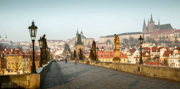 istock Panoramic view of Charles Bridge in Prague, Czech Republic 1185222219