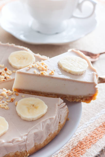 istock Banana cheesecake without baking on a wooden table, selective focus 1185222316