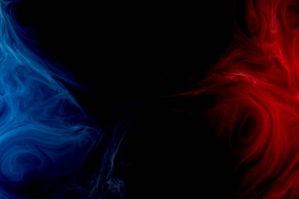 istock Red fire versus blue ice smoke dynamic abstract background with star vertex swirl movement texture 1185222726