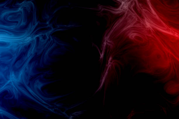 istock Red fire versus blue ice smoke dynamic abstract background with star vertex swirl movement texture 1185222767
