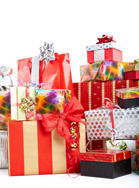istock Gift boxes and christmas bags,Isolated on white. 1185223337