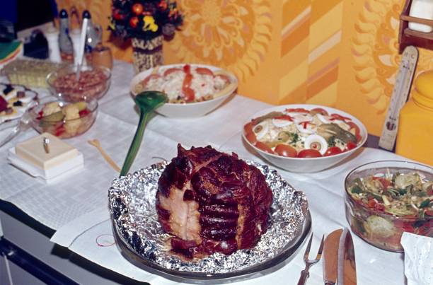 istock Roast pork on aluminum foil, house buffet 1185223388