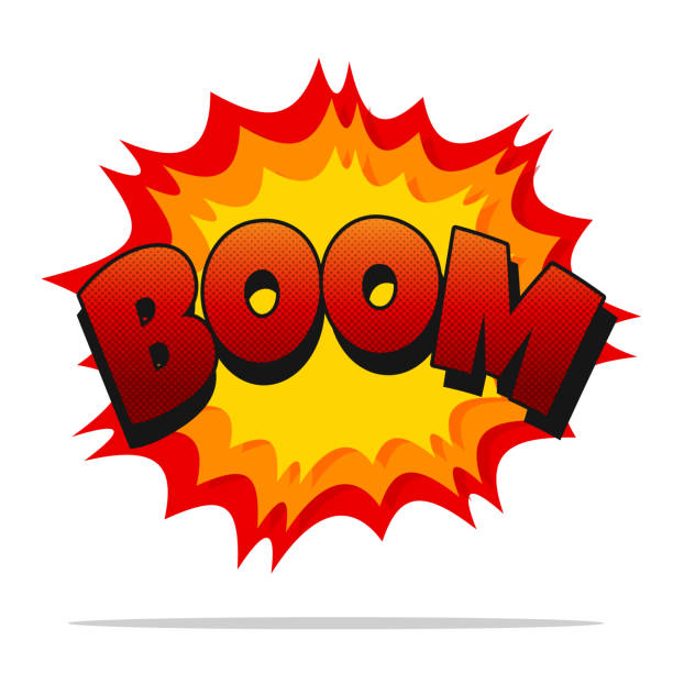 Comic Boom Vector Cartoon Sound Effect Noisy Boom Isolated On