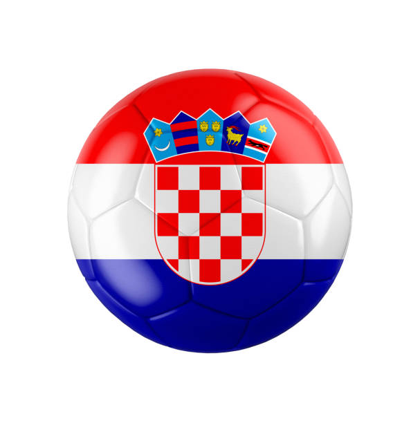 pallone da calcio con bandiera della croazia. - croatian flag foto e immagini stock