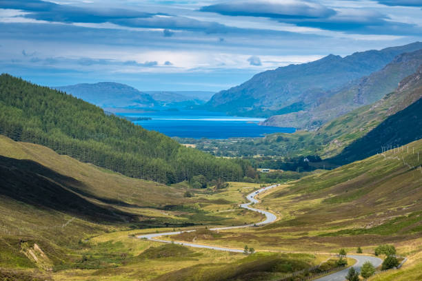 Loch Maree Viewpoint, Beinn Eighe and Loch Maree National Nature Reserve, one of the Scottish Highlands Jewels stock photo