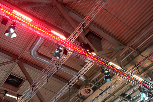Modern Steel Structure Geometry Construction Inside A Hall Stock Photo ...