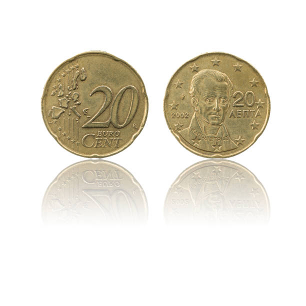 istock 20 Euro cent coin isolated on white background with reflection. 1185229432