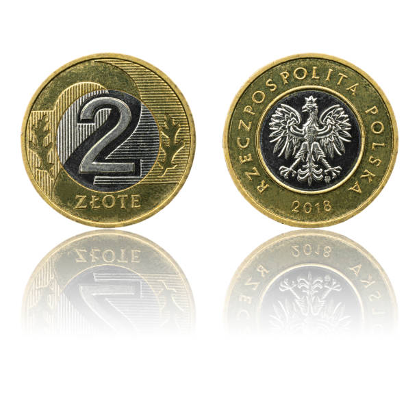 istock Polish currency 2zl coin isolated on white background with reflection. 1185229441