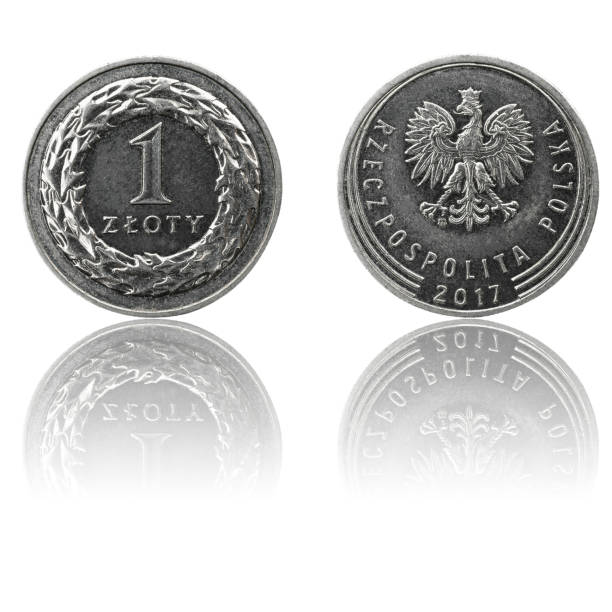istock Polish currency 1zl coin isolated on white background with reflection. 1185229508