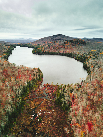autumn road aerial view in New Hampshire
