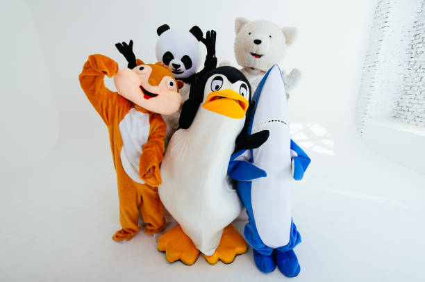 istock Group of animals mascots doing party 1185232924