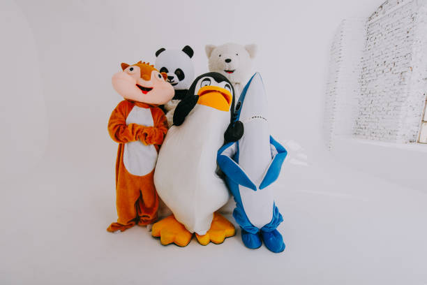 istock Group of animals mascots doing party 1185232939