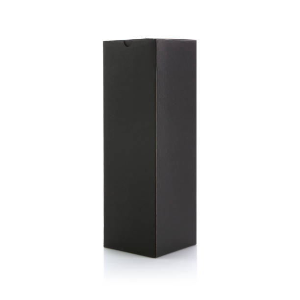 istock Black Paper Bottle Packaging Isolated on White Background. 1185232944