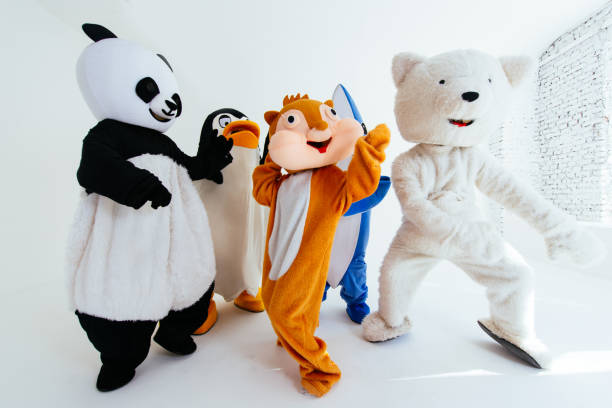 istock Group of animals mascots doing party 1185233107