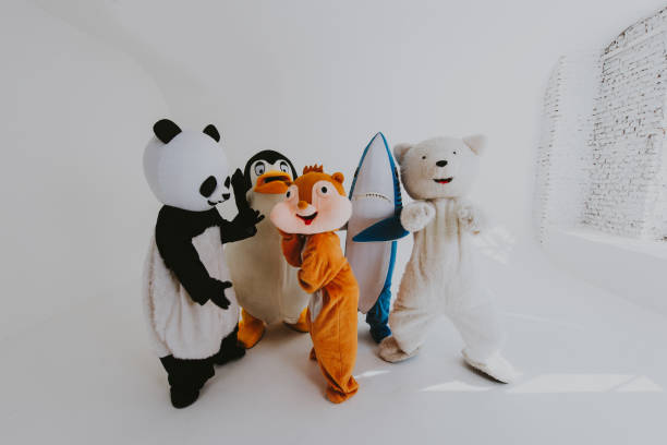 istock Group of animals mascots doing party 1185233119