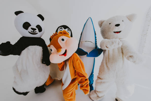 istock Group of animals mascots doing party 1185233135