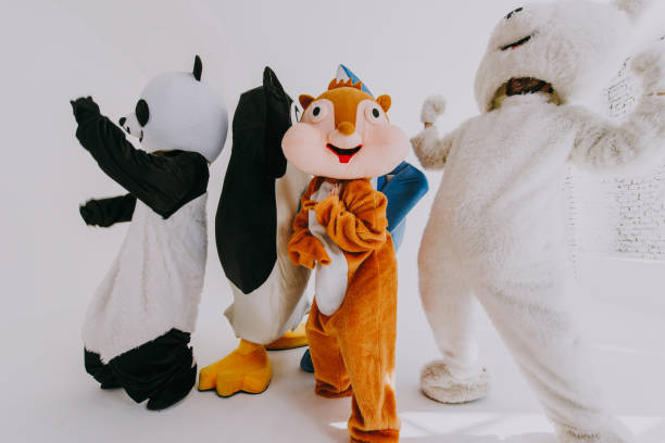 istock Group of animals mascots doing party 1185233156