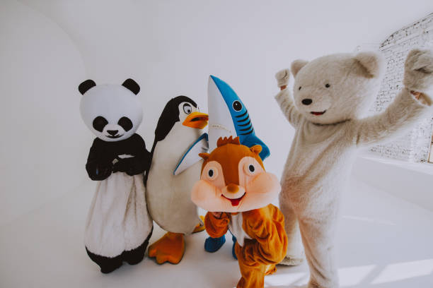 istock Group of animals mascots doing party 1185233169