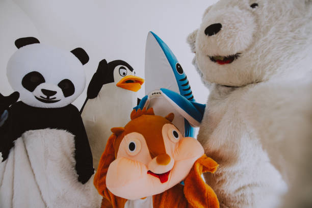 istock Group of animals mascots doing party 1185233214