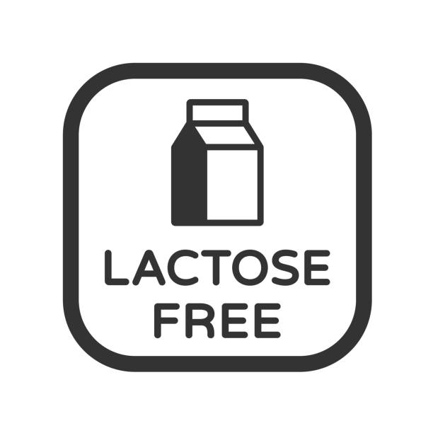 ilustrações de stock, clip art, desenhos animados e ícones de lactose free vector icon. product free allergen ingredient symbol. no lactose vector icon. food intolerance stock vector illustration for printing on food packaging - preservative