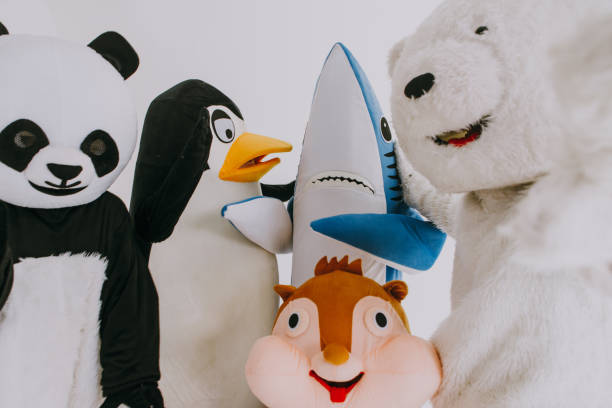 istock Group of animals mascots doing party 1185233248