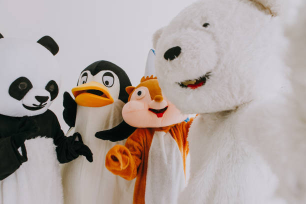 istock Group of animals mascots doing party 1185233288