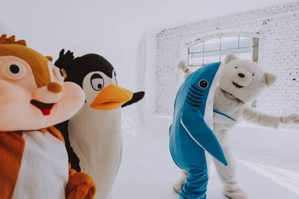 istock Group of animals mascots doing party 1185233320