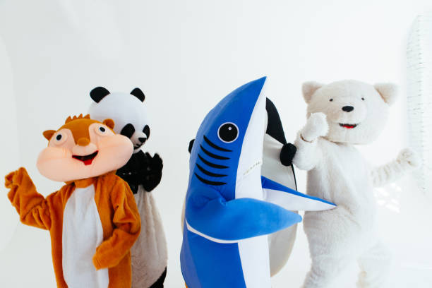 istock Group of animals mascots doing party 1185233368