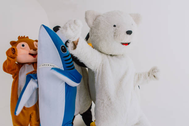 istock Group of animals mascots doing party 1185233381