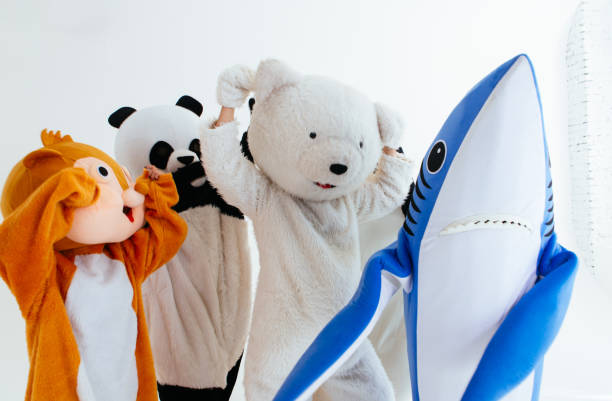 istock Group of animals mascots doing party 1185233405