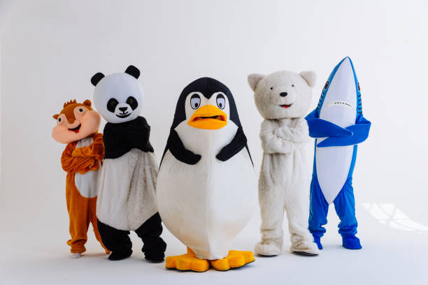 istock Group of animals mascots doing party 1185233464
