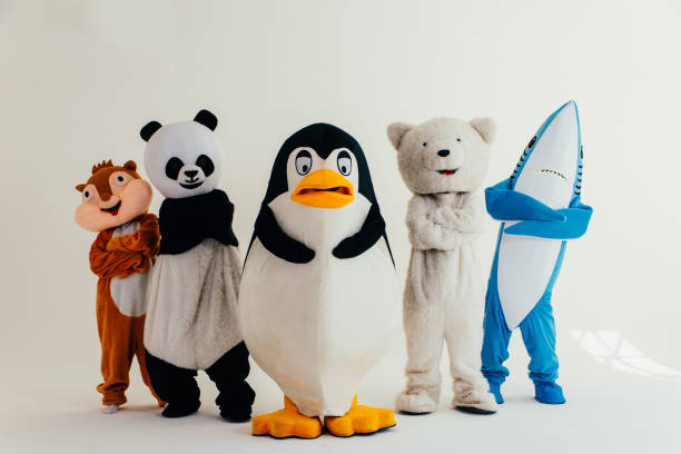 istock Group of animals mascots doing party 1185233478