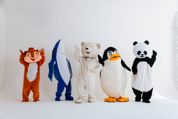 istock Group of animals mascots doing party 1185233486