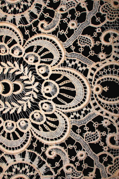istock Pretty Vintage Victorian Lace on Black Background 1185233875