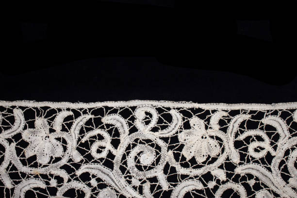 istock Pretty Vintage Victorian Lace on Black Background 1185233966