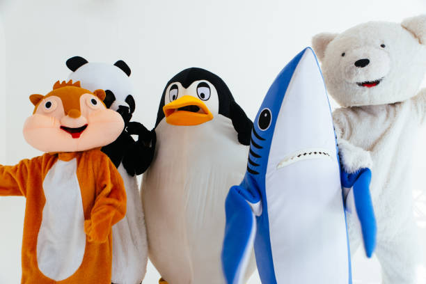 istock Group of animals mascots doing party 1185234099