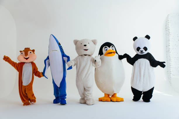 istock Group of animals mascots doing party 1185234662