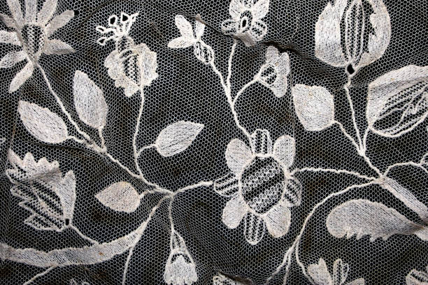 istock Pretty Vintage Victorian Lace on Black Background 1185234673